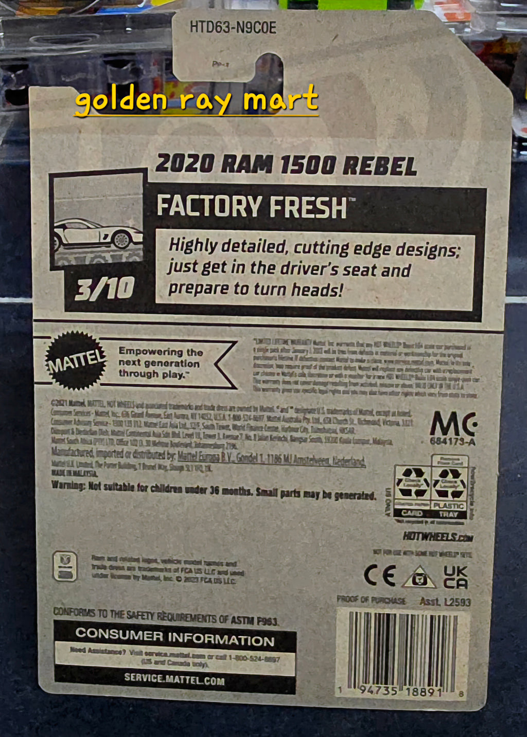 2020 RAM 1500 Rebel - Hot Wheels Factory Sealed 2024
