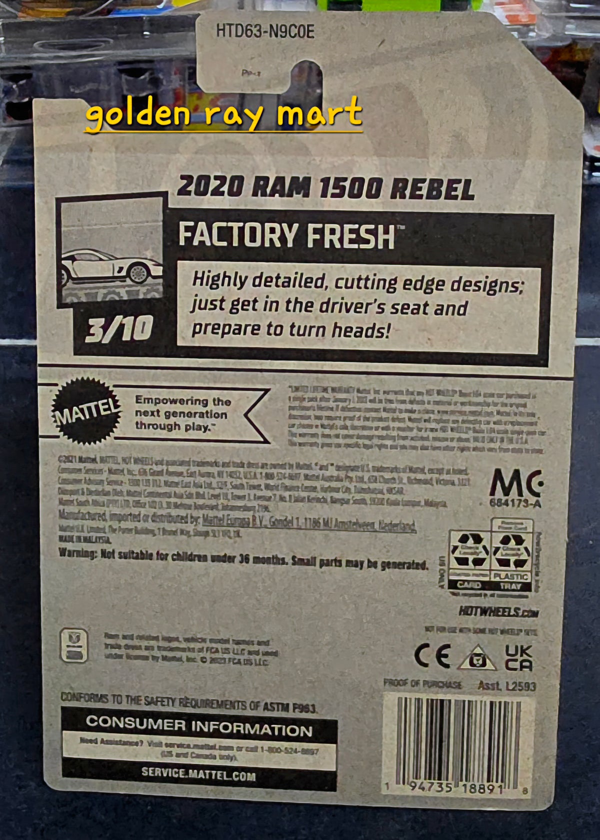 2020 RAM 1500 Rebel - Hot Wheels Factory Sealed 2024