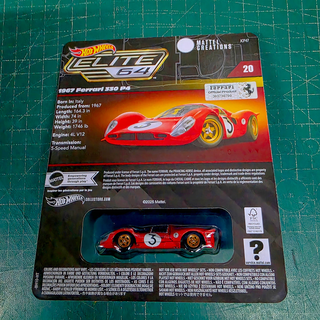Hot Wheels Elite64 1967 Ferrari 330 P4 Rosso Corsa Red