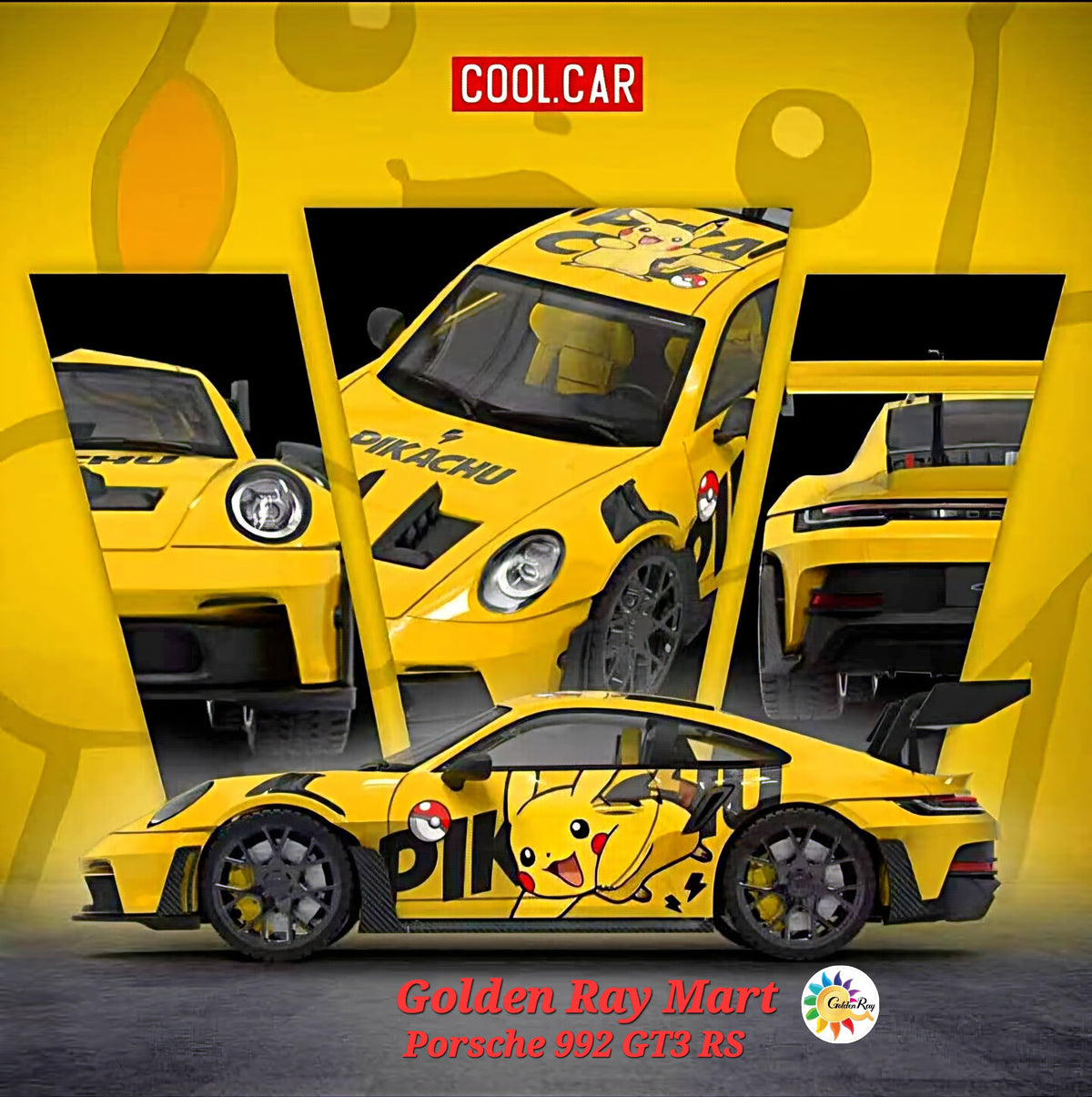 CC 1/64 Porsche 992 GT3 RS Pikachu livery Diecast Model