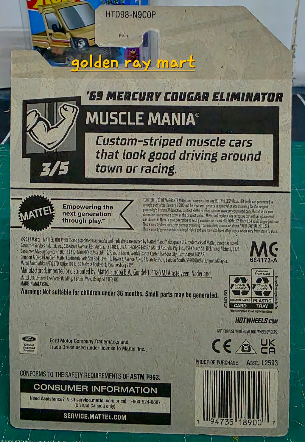 '69 Mercury Cougar Eliminator - Hot Wheels Factory Sealed 2024