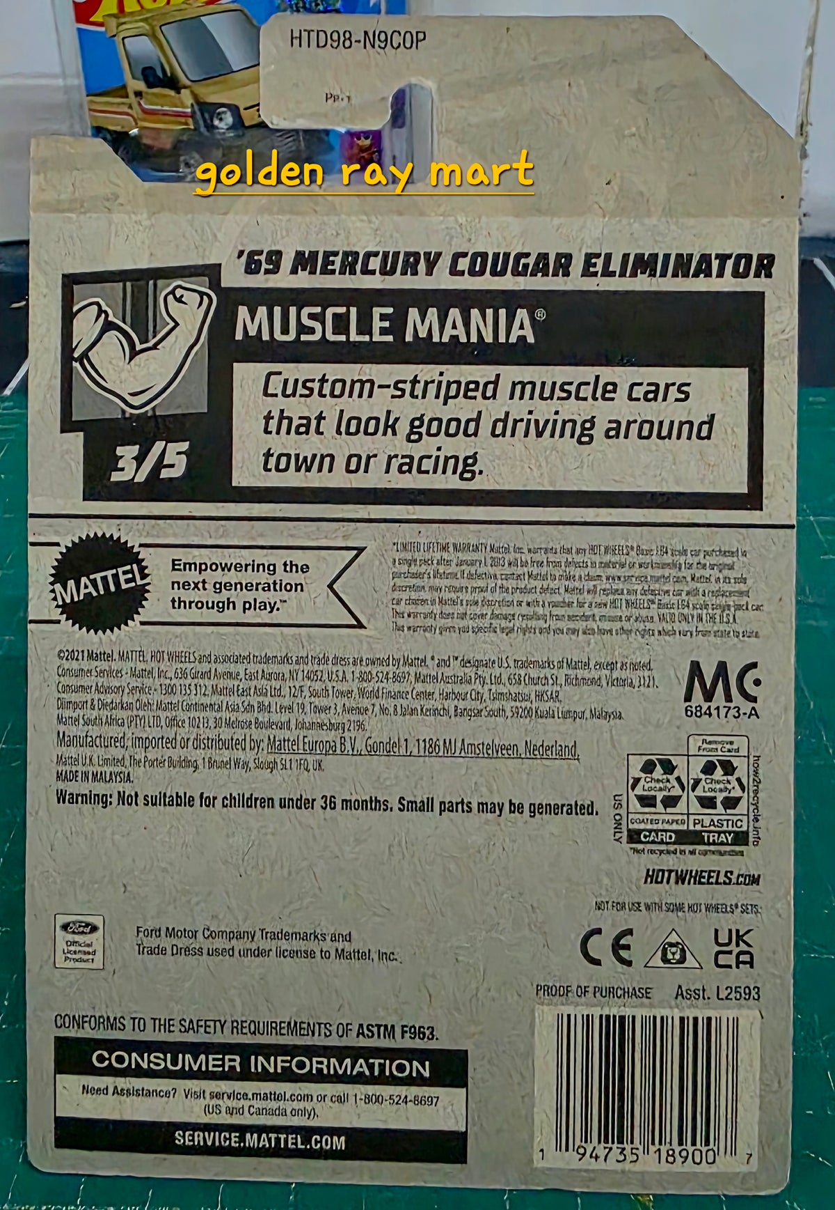 '69 Mercury Cougar Eliminator - Hot Wheels Factory Sealed 2024