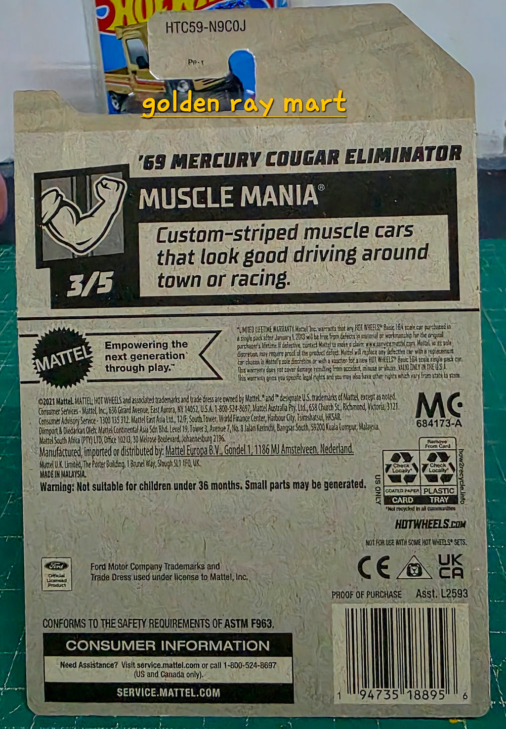 '69 Mercury Cougar Eliminator - Hot Wheels Factory Sealed 2024