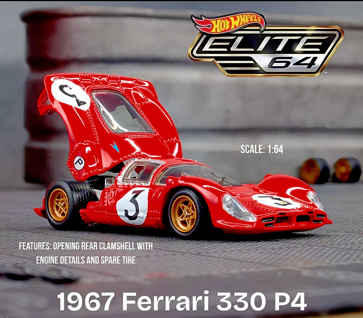 Hot Wheels Elite64 1967 Ferrari 330 P4 Rosso Corsa Red
