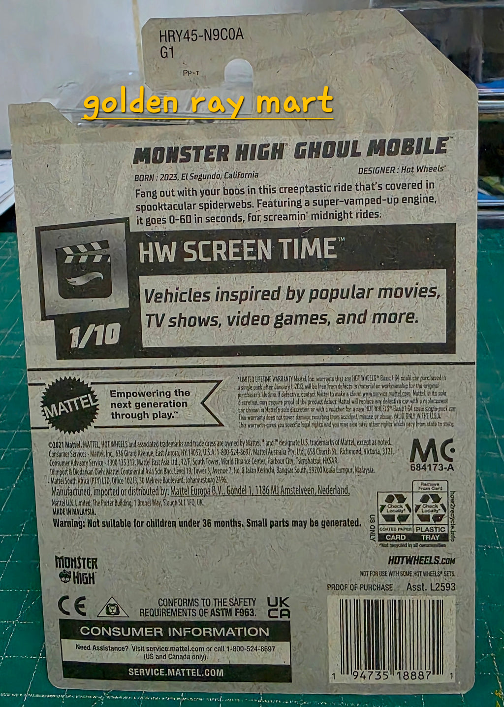 Monster High Ghoul Mobile - Hot Wheels Factory Sealed 2024