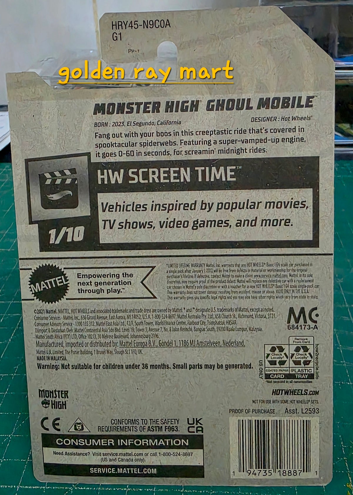 Monster High Ghoul Mobile - Hot Wheels Factory Sealed 2024